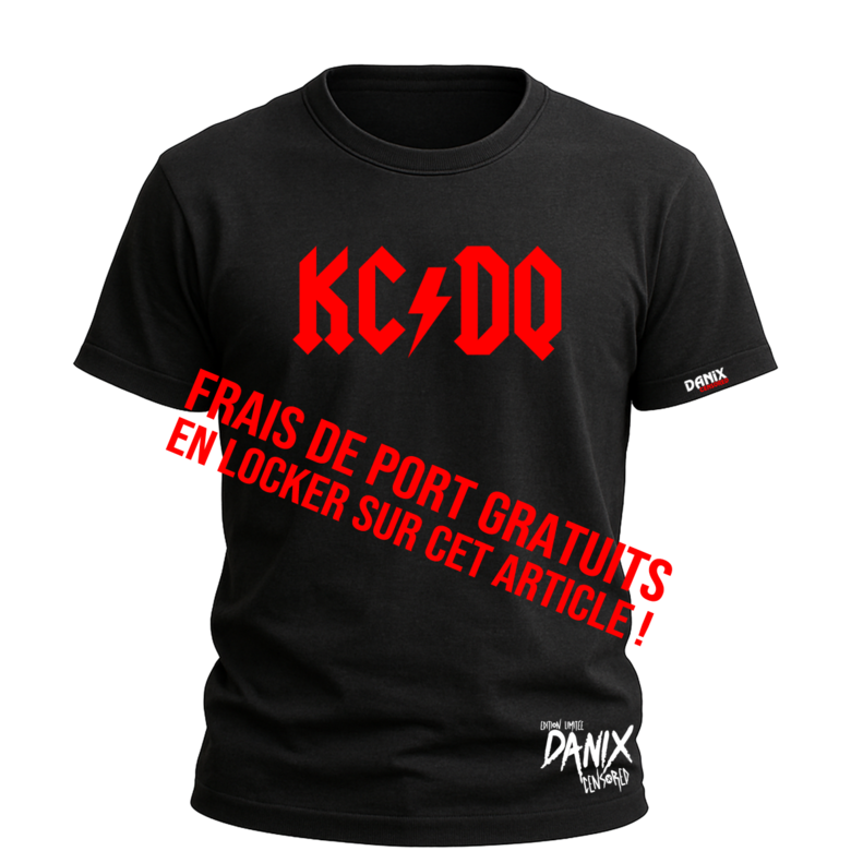T-shirt KC/DQ – Parodie AC/DC en coton bio unisexe