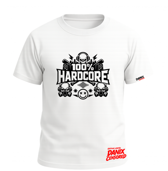 T-shirt 100% Hardcore V2 – Waveform Symétrique Techno Rave & Acid