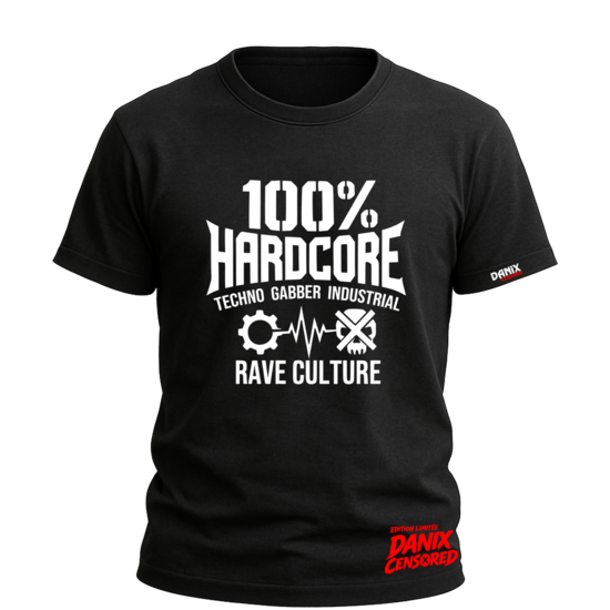 T-shirt 100% Hardcore V3 - Techno Gabber Industrial Rave culture