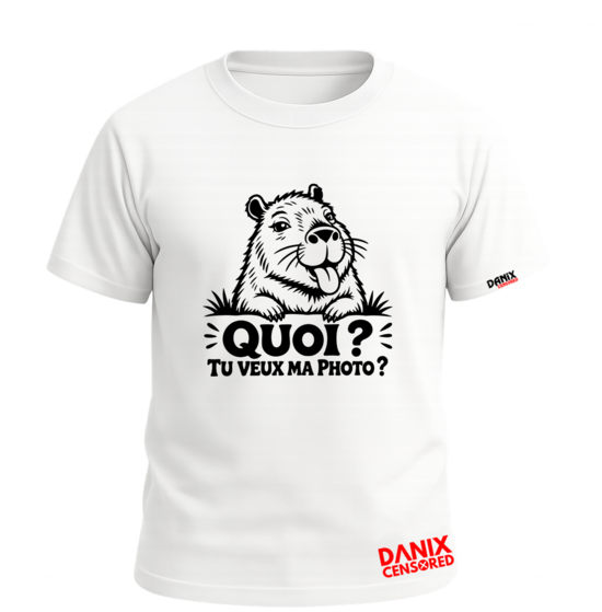 T-shirt "Quoi ? Tu veux ma photo ?" – Capybara drôle qui tire la langue