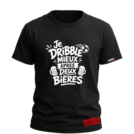 T-shirt "Je dribble mieux après deux bières" – Humour & Football