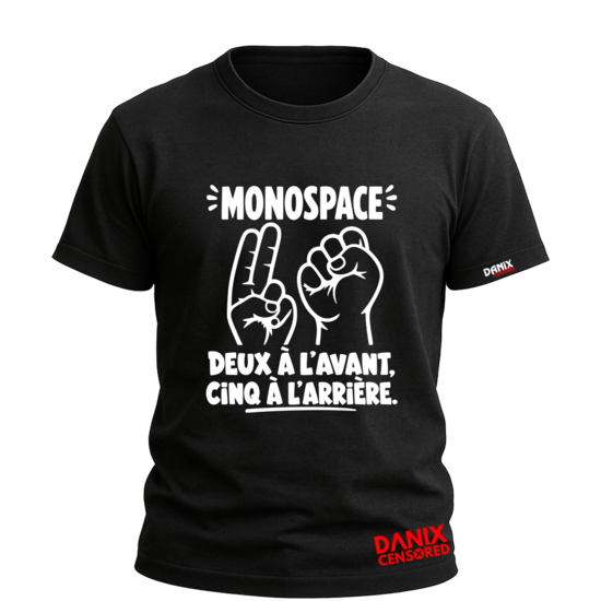 T-shirt MONOSPACE – Deux à l'avant, Cinq à l'arrière | T-shirt Humour Double Sens