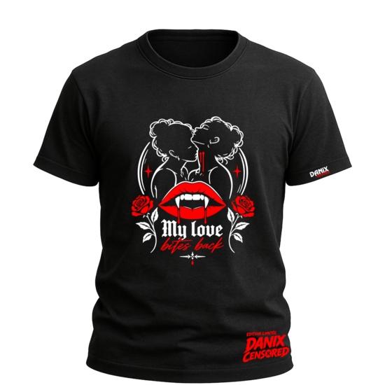 T-shirt My Love Bites Back – Design Exclusif Gothic WLW Romance | DanixCensored