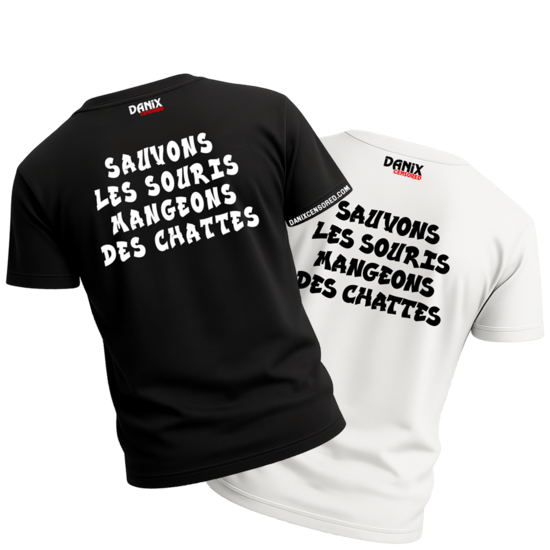 T-shirt humour noir original – “Sauvons les souris” (tee-shirt drôle et décalé)