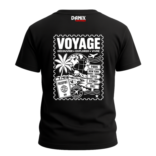 T-shirt Voyage autour du monde – Streetwear style timbre vintage